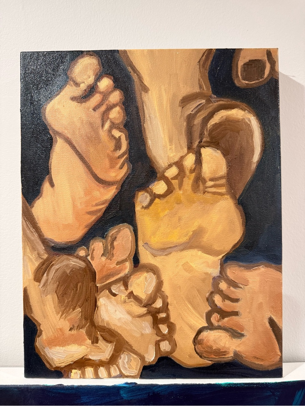 Abstract Feet Study Canvas Wall Art in Warm Tan and Brown